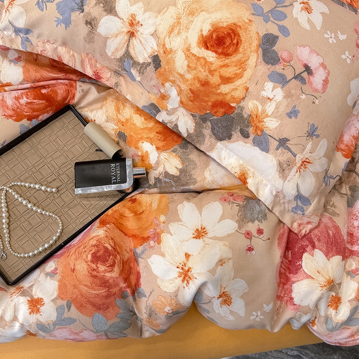 91家纺网 家纺一手货源 找家纺 桔禾家纺 2026新款田园花卉小清新直播加厚植物羊绒四件套高克重磨毛跨境四件套 大量现货 巴黎春天