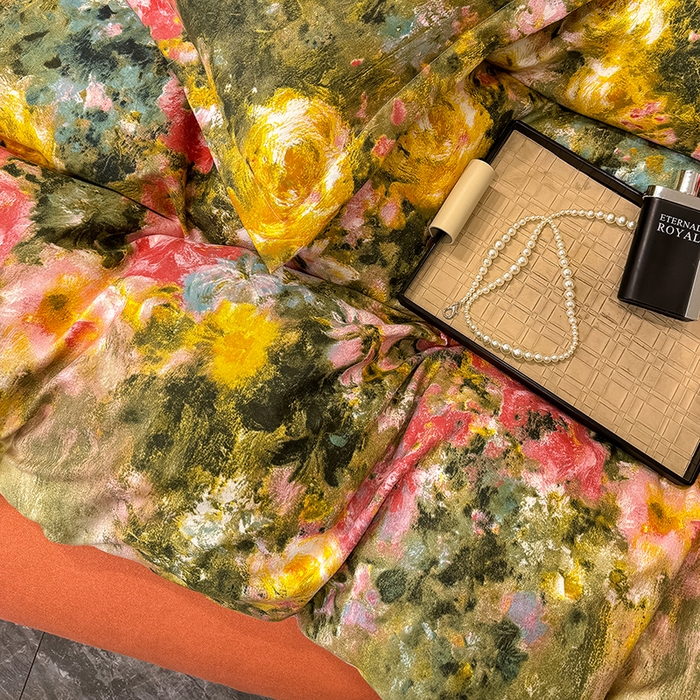 91家纺网 家纺一手货源 找家纺 桔禾家纺 2026新款田园花卉小清新直播加厚植物羊绒四件套高克重磨毛跨境四件套 大量现货 芙萃花韵