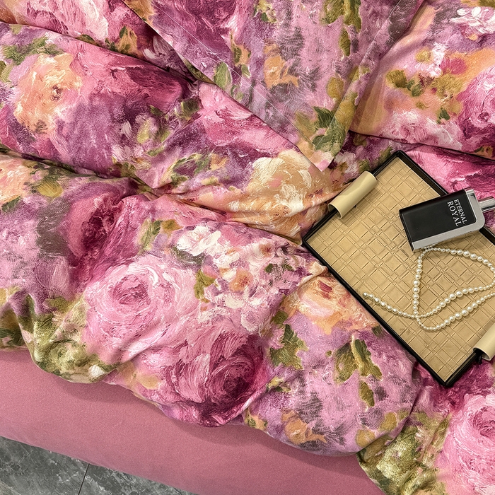 91家纺网 家纺一手货源 找家纺 桔禾家纺 2026新款田园花卉小清新直播加厚植物羊绒四件套高克重磨毛跨境四件套 大量现货 紫气东来