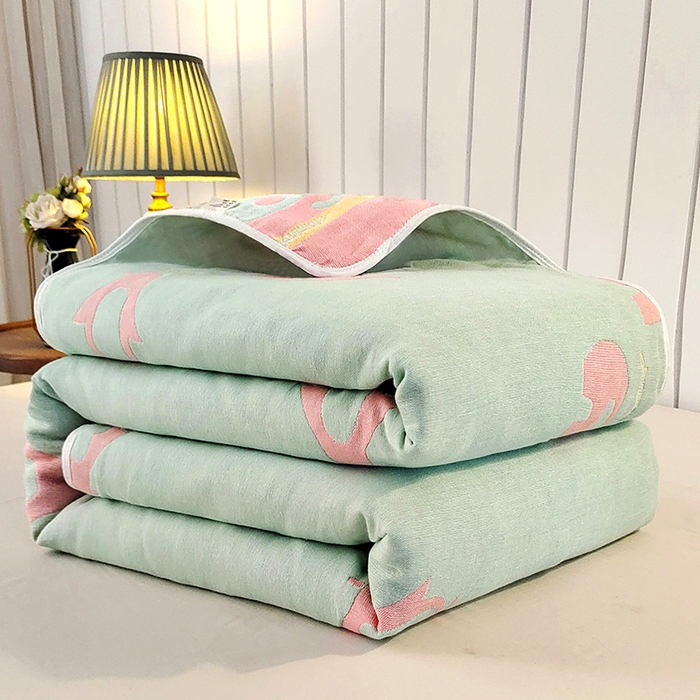 静缘分 2026新款全棉纯棉6层纱布毛巾被纯棉六层纱布毯 动物园