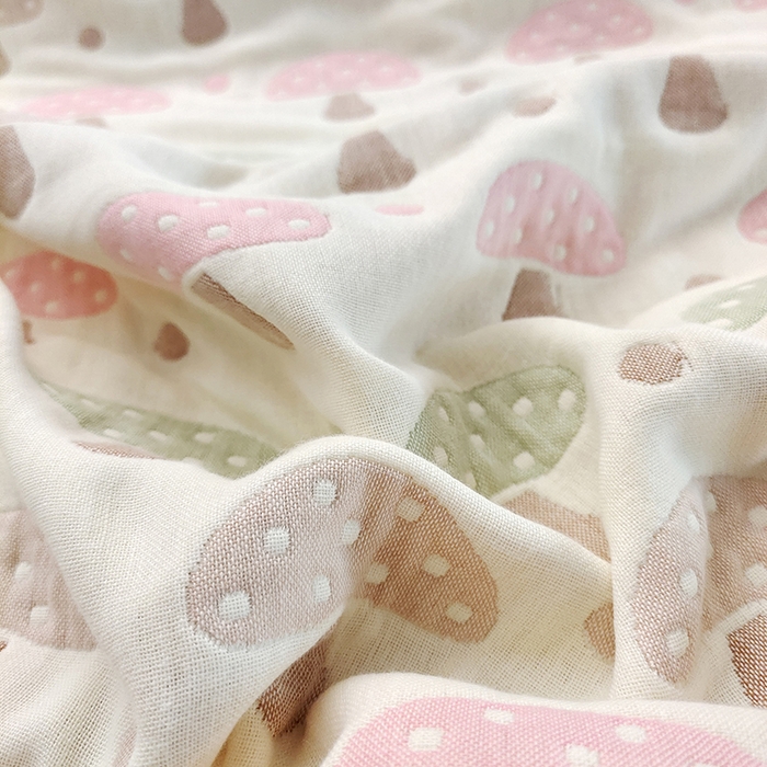 91家纺网 家纺一手货源 找家纺 静缘分 2026新款全棉纯棉6层纱布毛巾被纯棉六层纱布毯 蘑菇