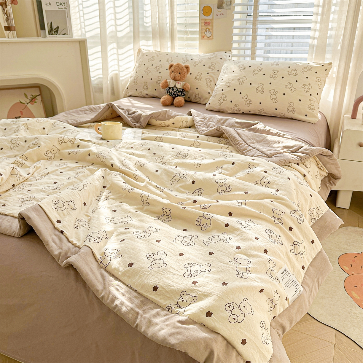 91家纺网 家纺一手货源 找家纺 （总）晓时候 2026新款小清新印花夏被夏凉被空调被新疆棉花被被子被芯