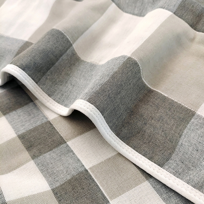 91家纺网 家纺一手货源 找家纺 静缘分 2026新款全棉纯棉6层纱布毛巾被纯棉六层纱布毯 日式大格蓝