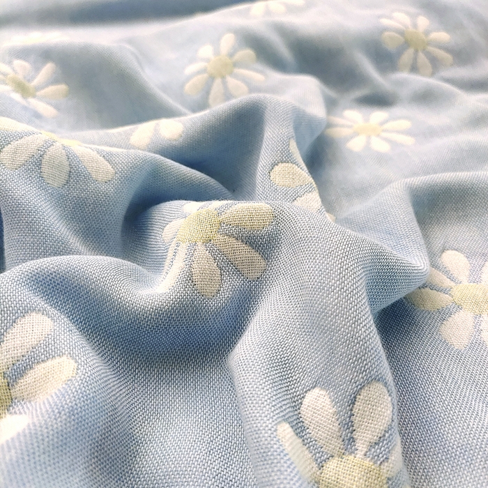 91家纺网 家纺一手货源 找家纺 静缘分 2026新款全棉纯棉6层纱布毛巾被纯棉六层纱布毯 小雏菊蓝