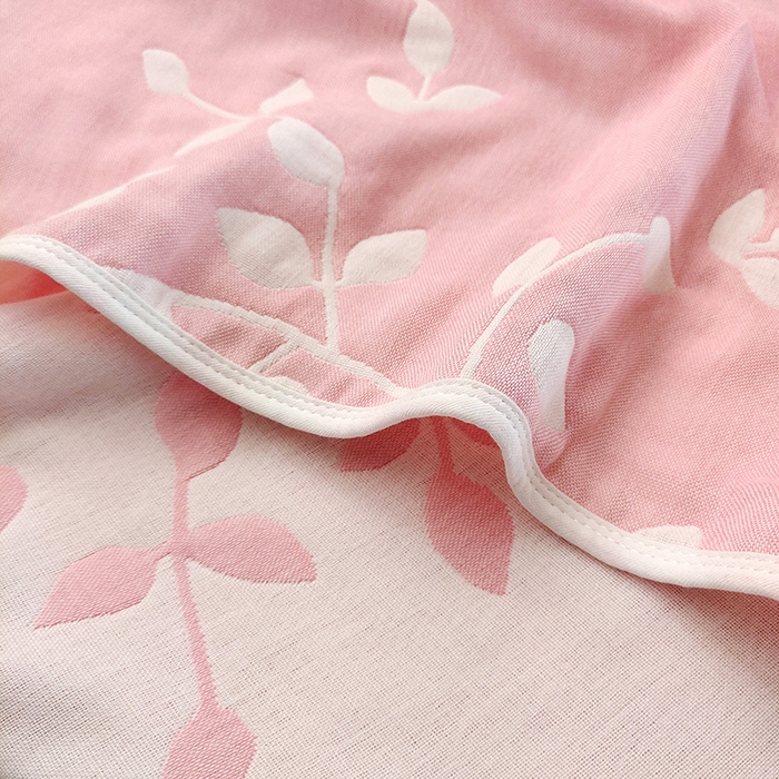 91家纺网 家纺一手货源 找家纺 静缘分 2026新款全棉纯棉6层纱布毛巾被纯棉六层纱布毯 叶语粉