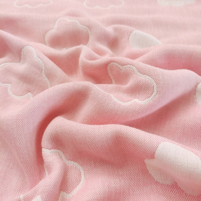 91家纺网 家纺一手货源 找家纺 静缘分 2026新款全棉纯棉6层纱布毛巾被纯棉六层纱布毯 云朵粉