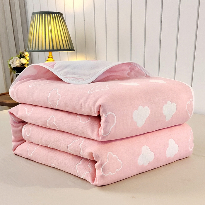 静缘分 2026新款全棉纯棉6层纱布毛巾被纯棉六层纱布毯 云朵粉