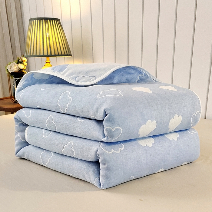 静缘分 2026新款全棉纯棉6层纱布毛巾被纯棉六层纱布毯 云朵蓝
