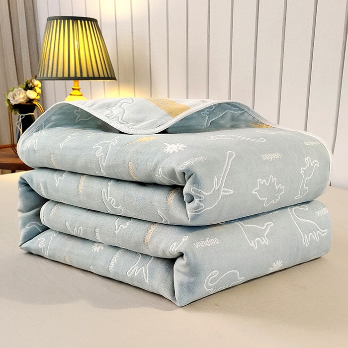 静缘分 2026新款全棉纯棉6层纱布毛巾被纯棉六层纱布毯 可爱恐龙