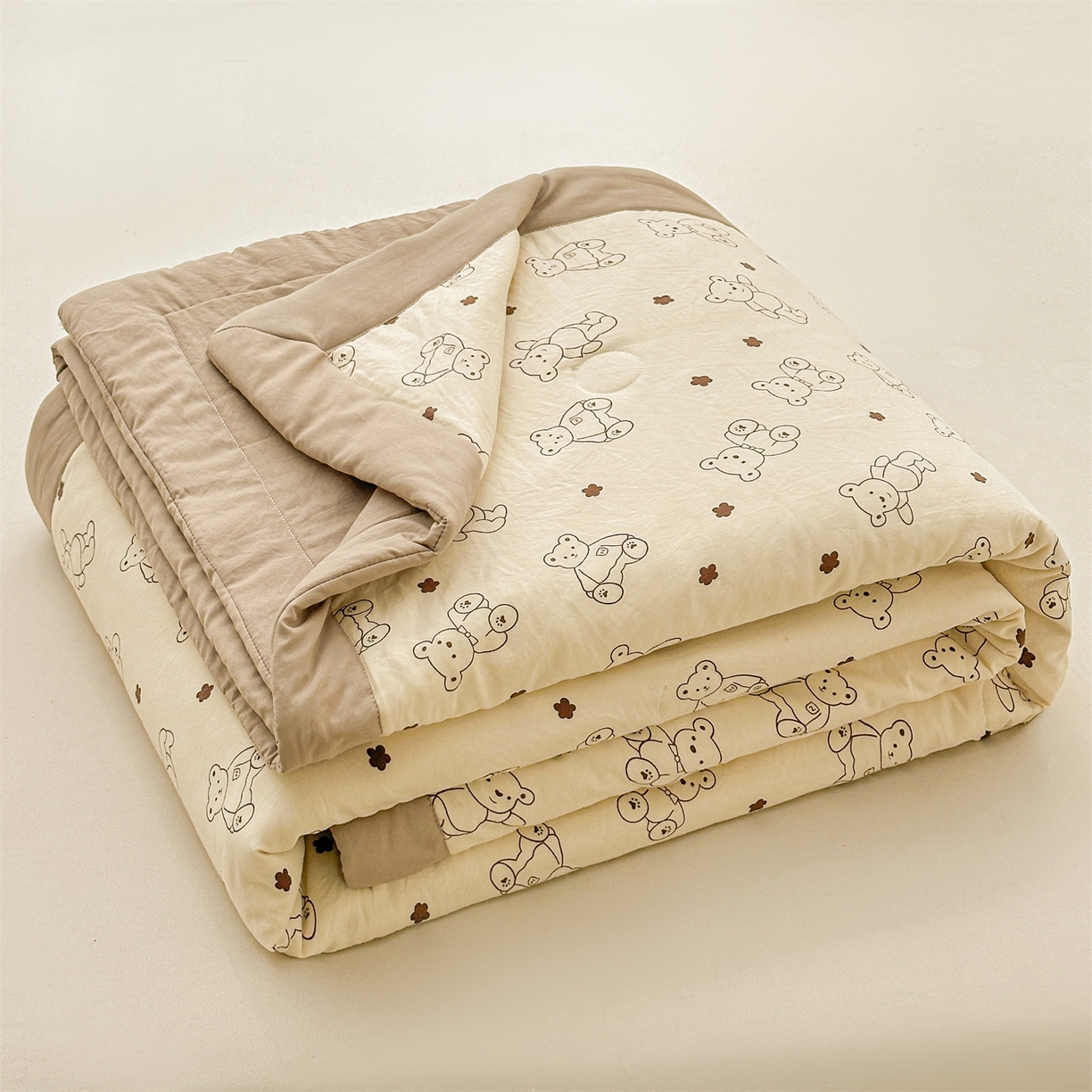 91家纺网 家纺一手货源 找家纺 晓时候 2026新款小清新印花夏被夏凉被空调被新疆棉花被被子被芯 小熊院长