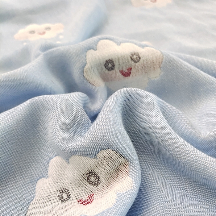 91家纺网 家纺一手货源 找家纺 静缘分 2026新款全棉纯棉6层纱布毛巾被纯棉六层纱布毯 笑脸蓝