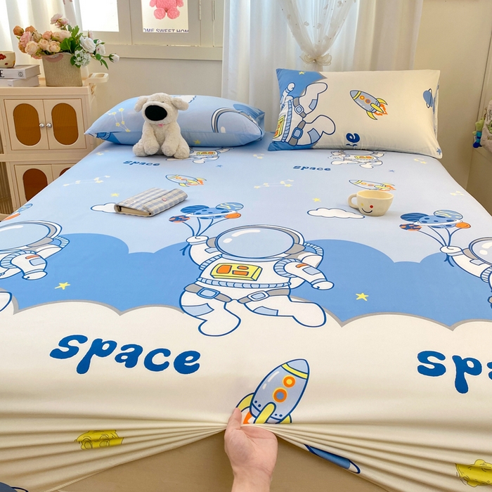 朵朵家纺 2025新款超柔水洗棉云感印花单床笠床垫保护套床笠（床垫保护套可定制尺寸 ）-场景一 宇航员