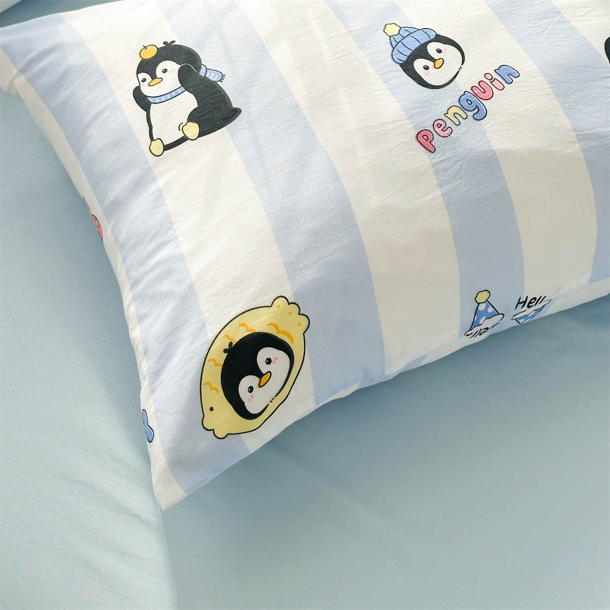 91家纺网 家纺一手货源 找家纺 晓时候 2026新款小清新印花夏被夏凉被空调被新疆棉花被被子被芯 呆萌企鹅