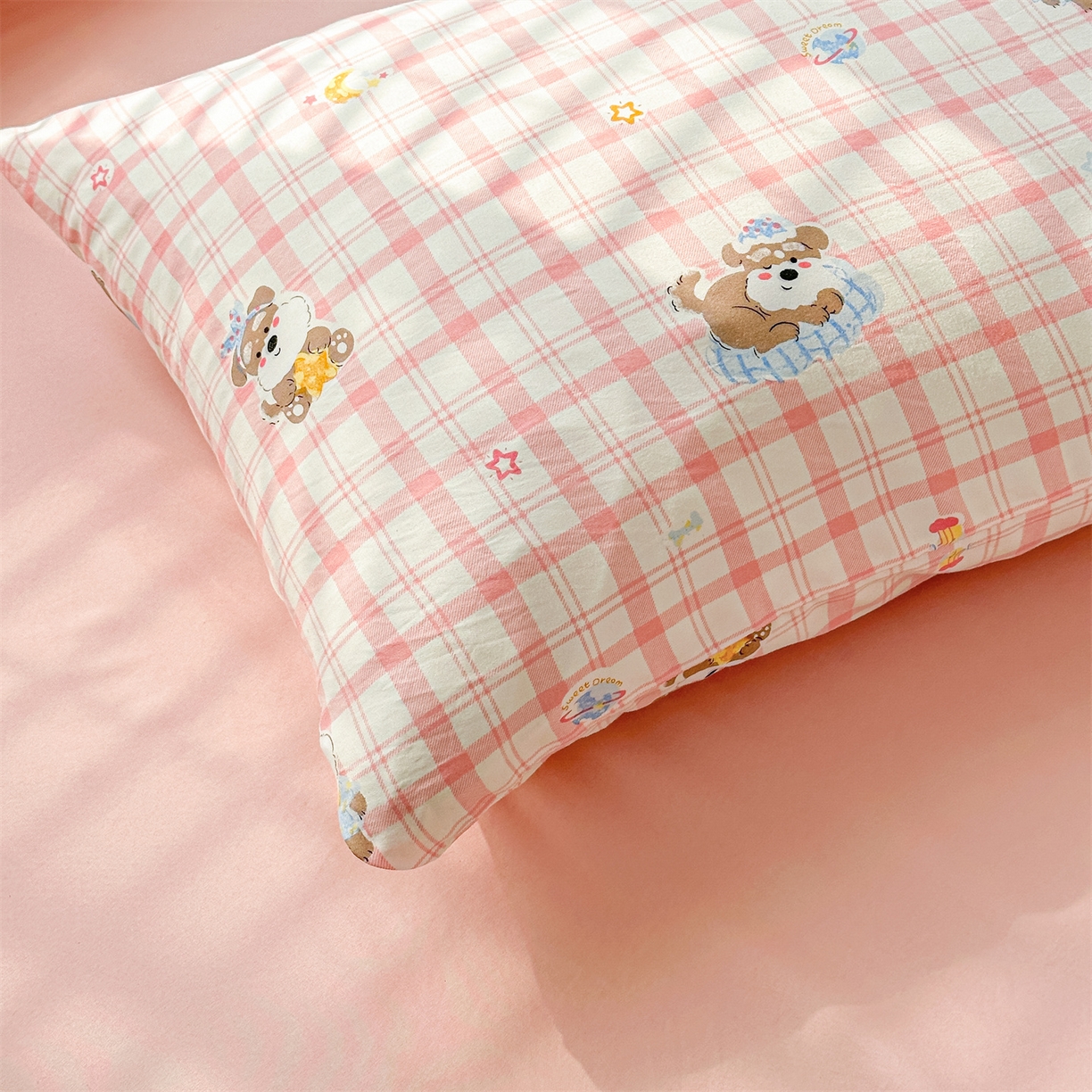 91家纺网 家纺一手货源 找家纺 晓时候 2026新款小清新印花夏被夏凉被空调被新疆棉花被被子被芯 粉格萌犬