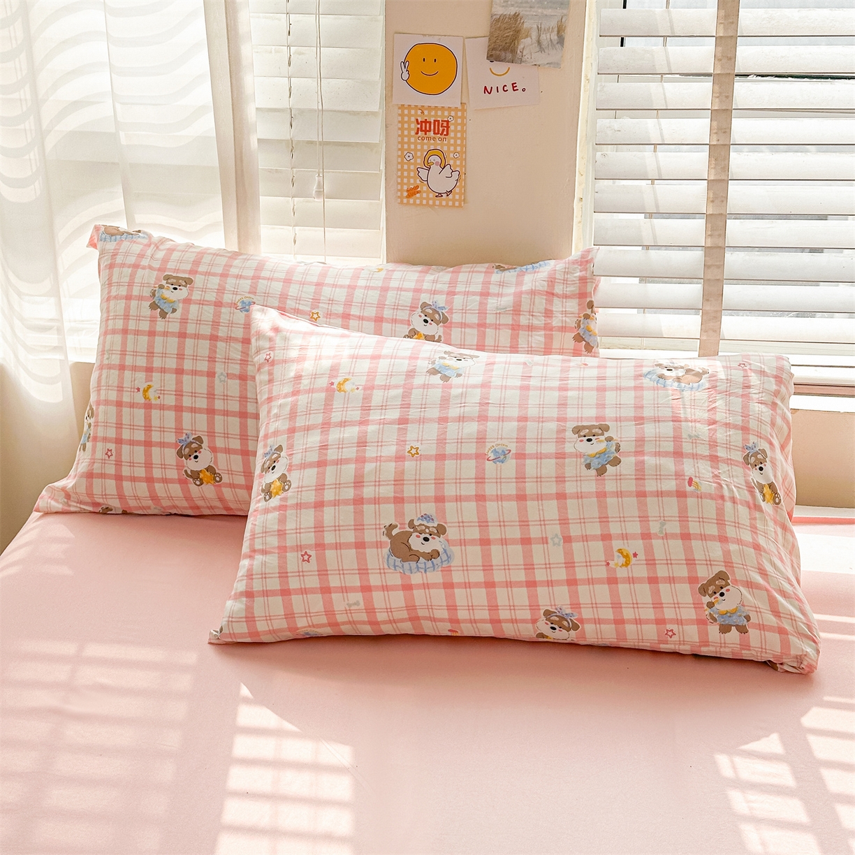 91家纺网 家纺一手货源 找家纺 晓时候 2026新款小清新印花夏被夏凉被空调被新疆棉花被被子被芯 粉格萌犬