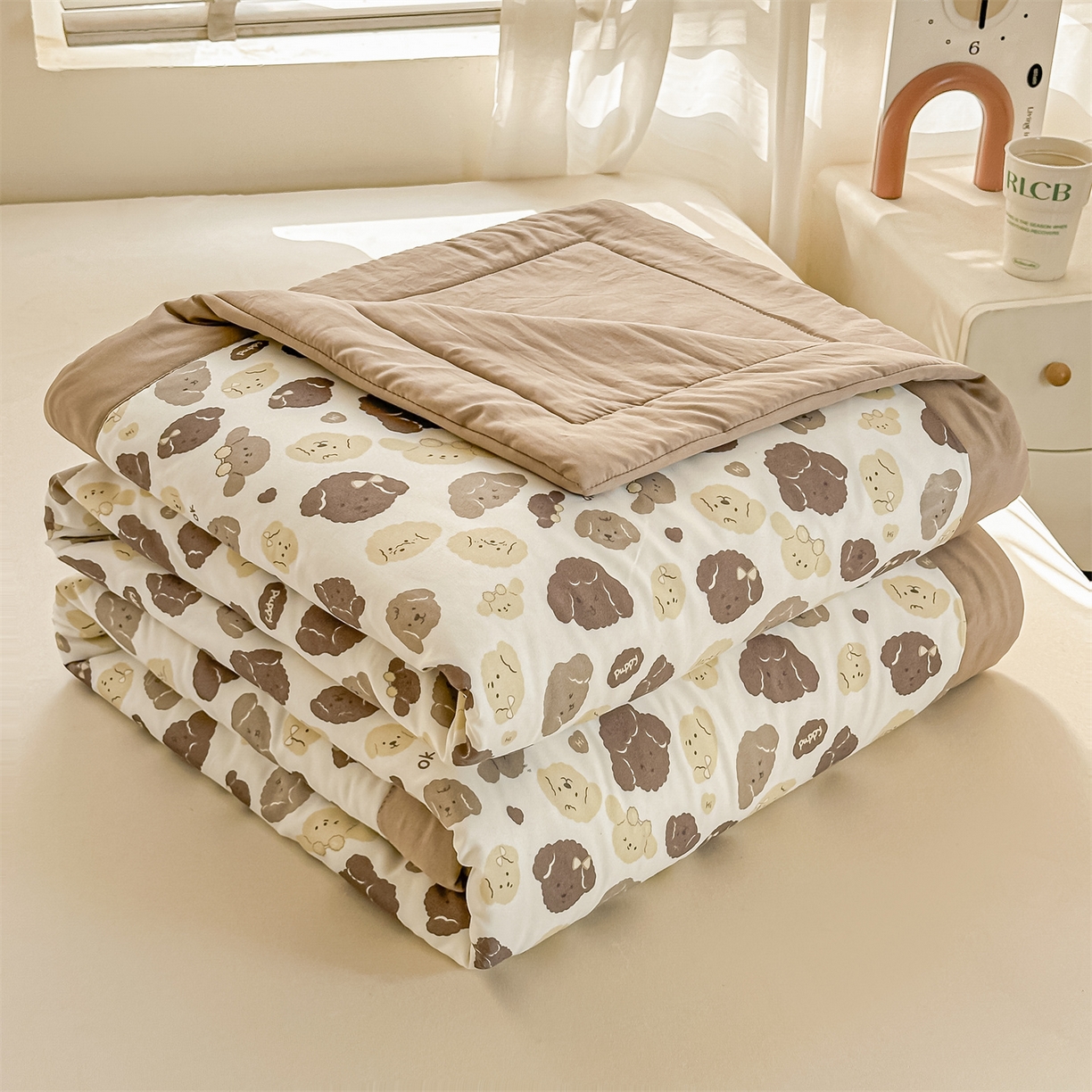 91家纺网 家纺一手货源 找家纺 晓时候 2026新款小清新印花夏被夏凉被空调被新疆棉花被被子被芯 开心小狗