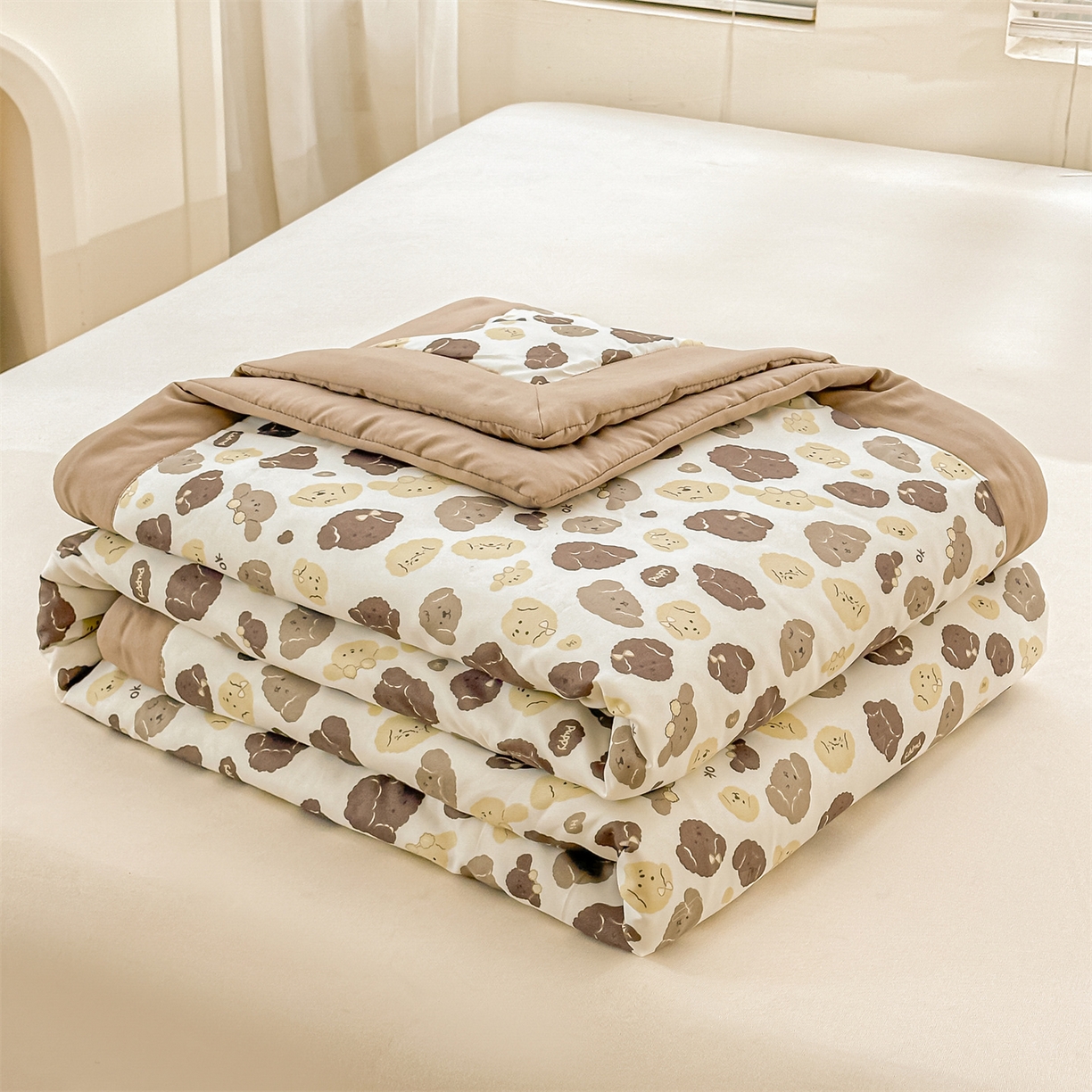 91家纺网 家纺一手货源 找家纺 晓时候 2026新款小清新印花夏被夏凉被空调被新疆棉花被被子被芯 开心小狗