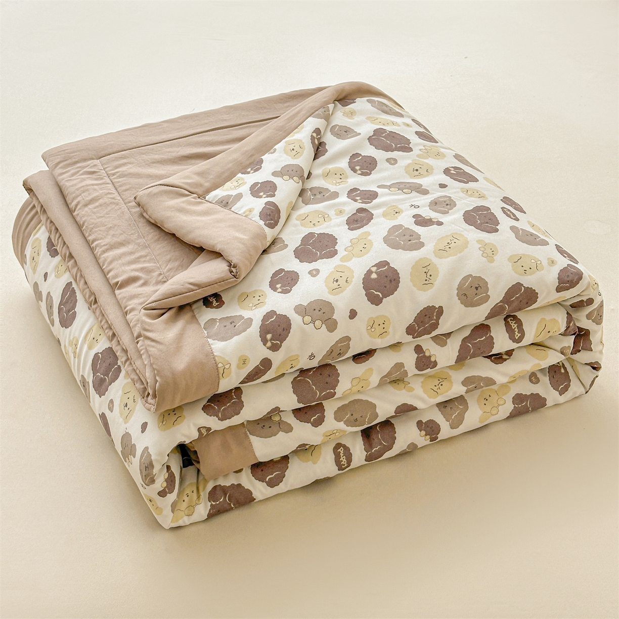 91家纺网 家纺一手货源 找家纺 晓时候 2026新款小清新印花夏被夏凉被空调被新疆棉花被被子被芯 开心小狗