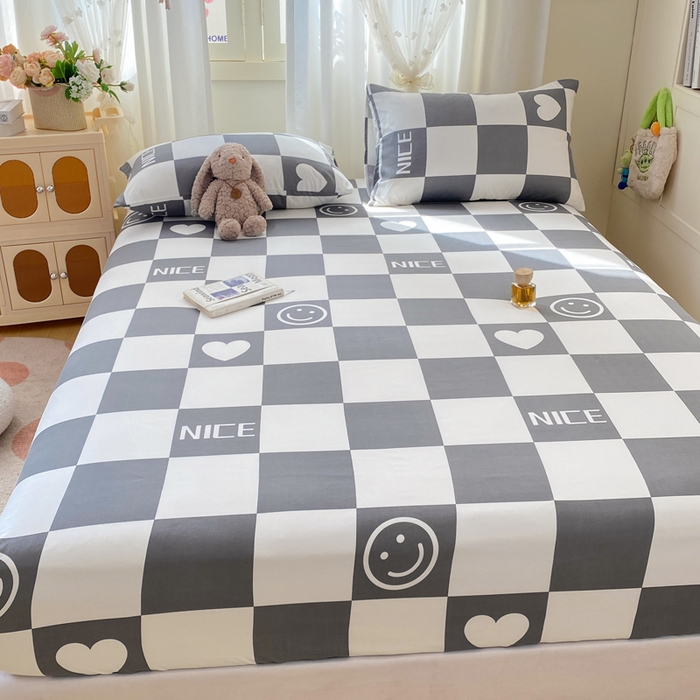 91家纺网 家纺一手货源 找家纺 朵朵家纺 2025新款超柔水洗棉云感印花单床笠床垫保护套床笠（床垫保护套可定制尺寸 ）-场景三 简单时尚