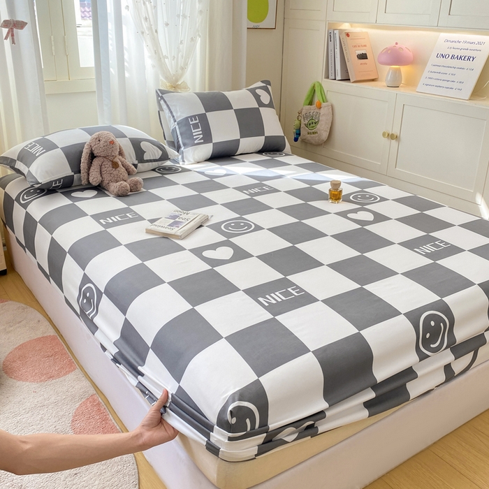 91家纺网 家纺一手货源 找家纺 朵朵家纺 2025新款超柔水洗棉云感印花单床笠床垫保护套床笠（床垫保护套可定制尺寸 ）-场景三 简单时尚