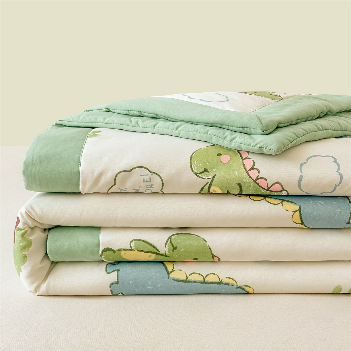 91家纺网 家纺一手货源 找家纺 晓时候 2026新款小清新印花夏被夏凉被空调被新疆棉花被被子被芯 恐龙乐园