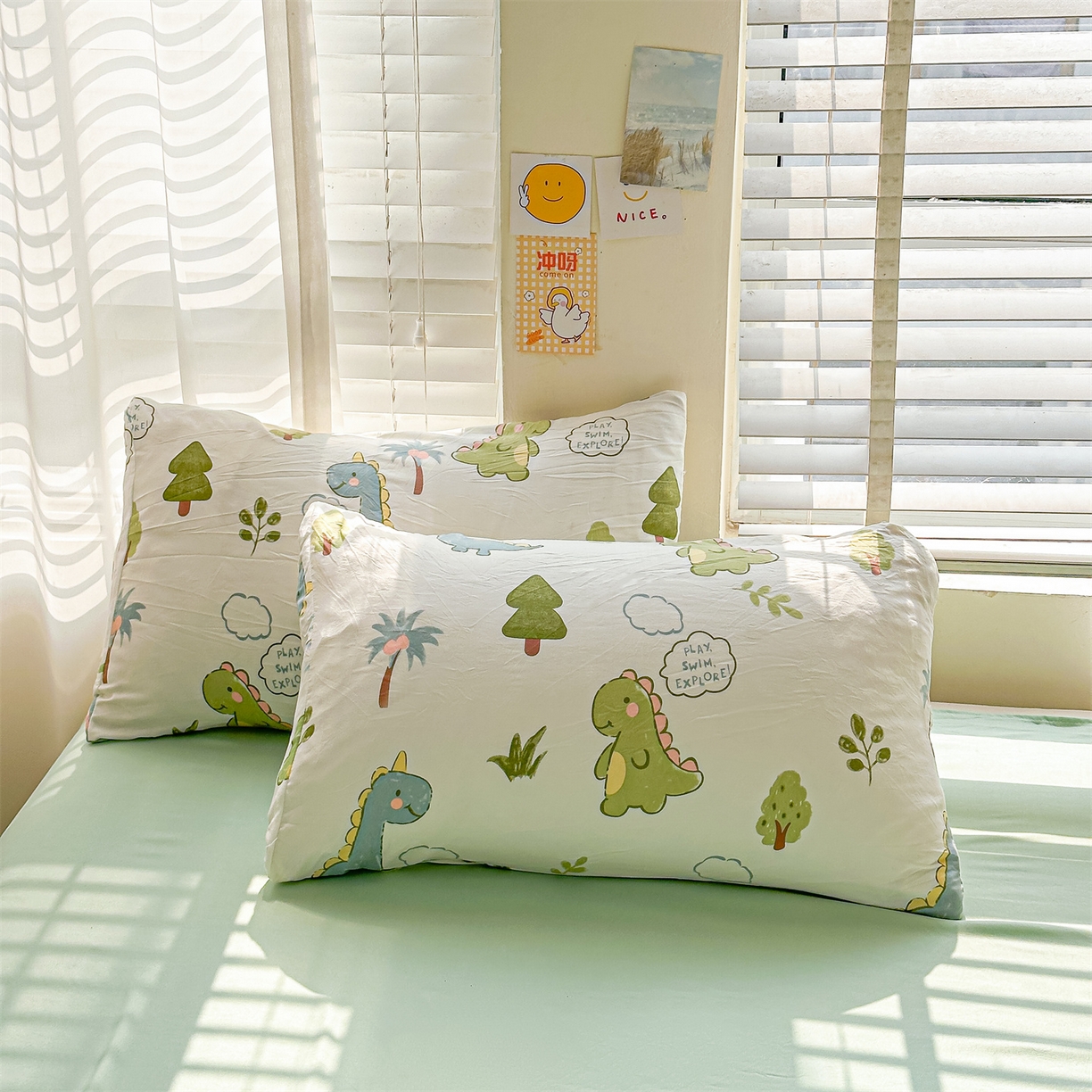 91家纺网 家纺一手货源 找家纺 晓时候 2026新款小清新印花夏被夏凉被空调被新疆棉花被被子被芯 恐龙乐园