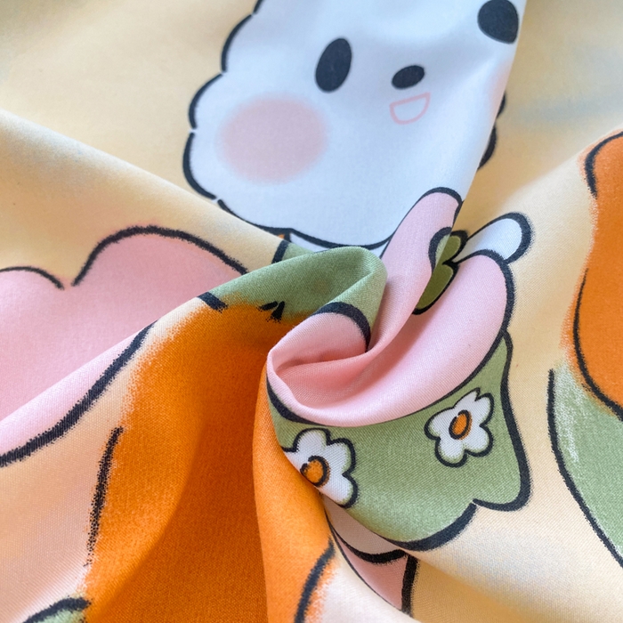 91家纺网 家纺一手货源 找家纺 朵朵家纺 2025新款超柔水洗棉云感印花单床笠床垫保护套床笠（床垫保护套可定制尺寸 ）-场景三 兔兔花园