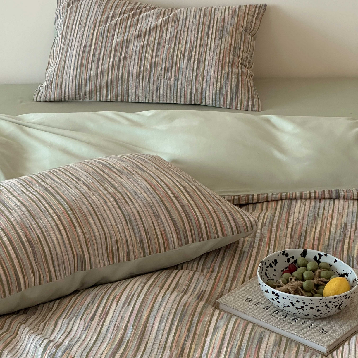 91家纺网 家纺一手货源 找家纺 （总）云上 2026新款全棉纯棉色纺混段染条四件套-暮光