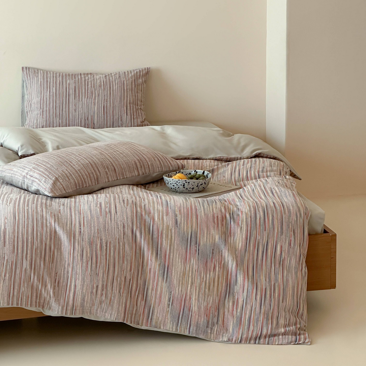 云上 2026新款全棉纯棉色纺混段染条四件套-暮光 暮光-橙灰