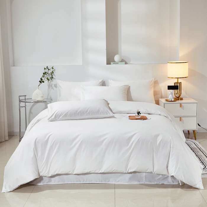 91家纺网 家纺一手货源 找家纺 晶缦家纺 2026新款喷气A类全棉13376纯棉斜纹纯色多规格四件套 沐朗-本白