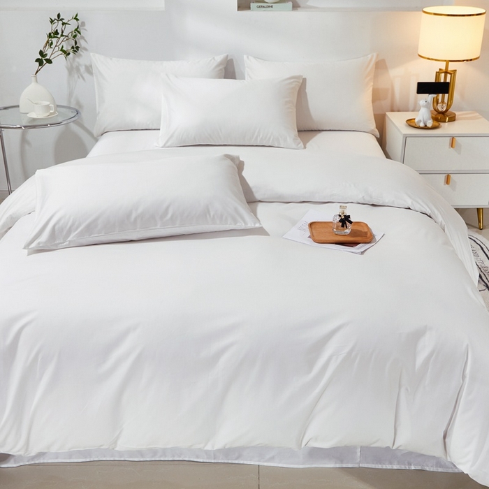 91家纺网 家纺一手货源 找家纺 晶缦家纺 2026新款喷气A类全棉13376纯棉斜纹纯色多规格四件套 沐朗-本白