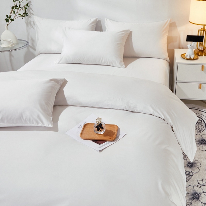 91家纺网 家纺一手货源 找家纺 晶缦家纺 2026新款喷气A类全棉13376纯棉斜纹纯色多规格四件套 沐朗-本白