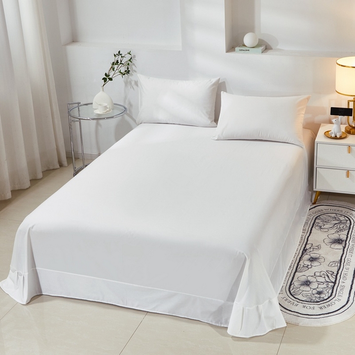 91家纺网 家纺一手货源 找家纺 晶缦家纺 2026新款喷气A类全棉13376纯棉斜纹纯色多规格四件套 沐朗-本白