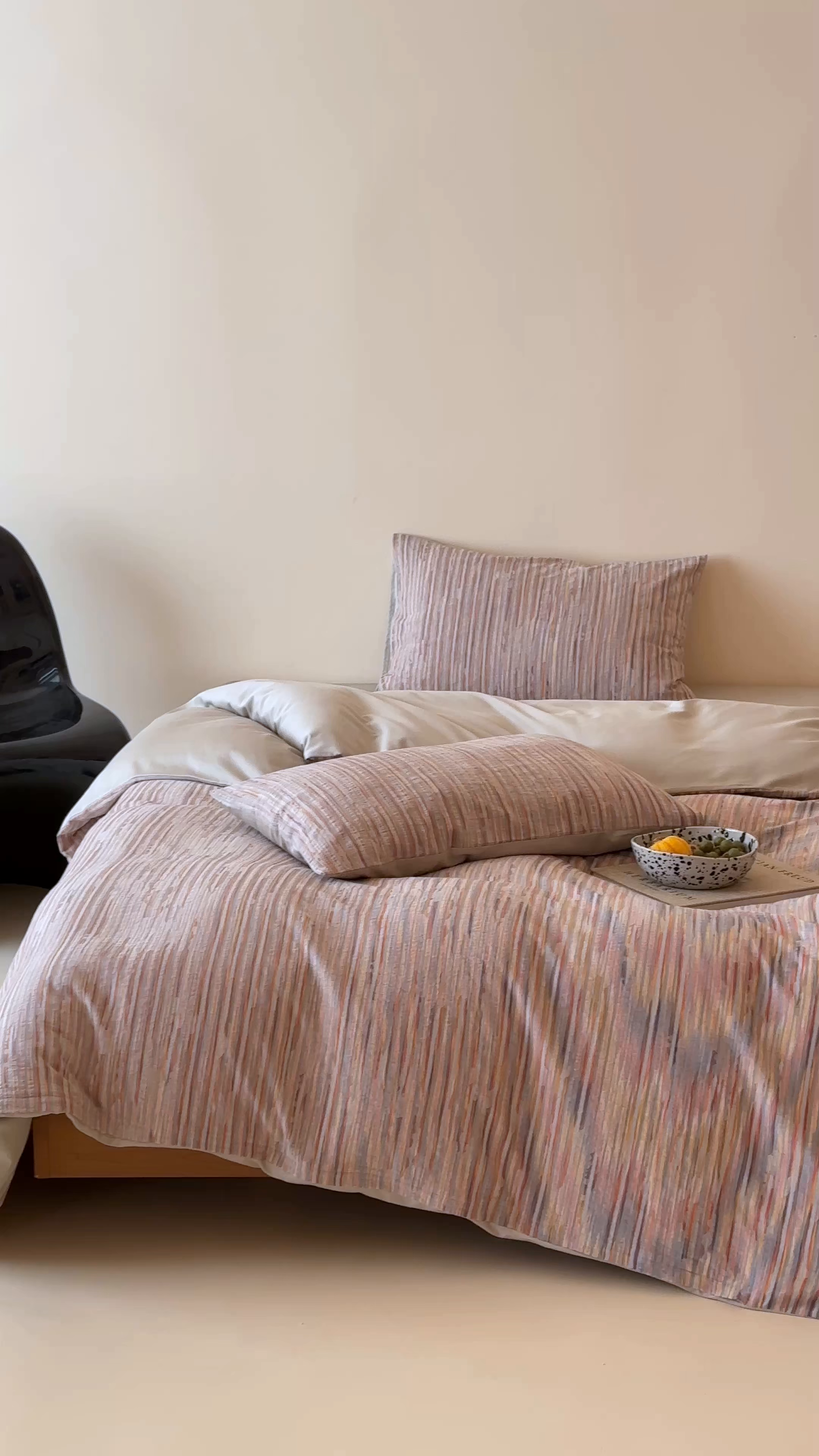 91家纺网 家纺一手货源 找家纺 云上 2026新款全棉纯棉色纺混段染条四件套-暮光 暮光-橙灰