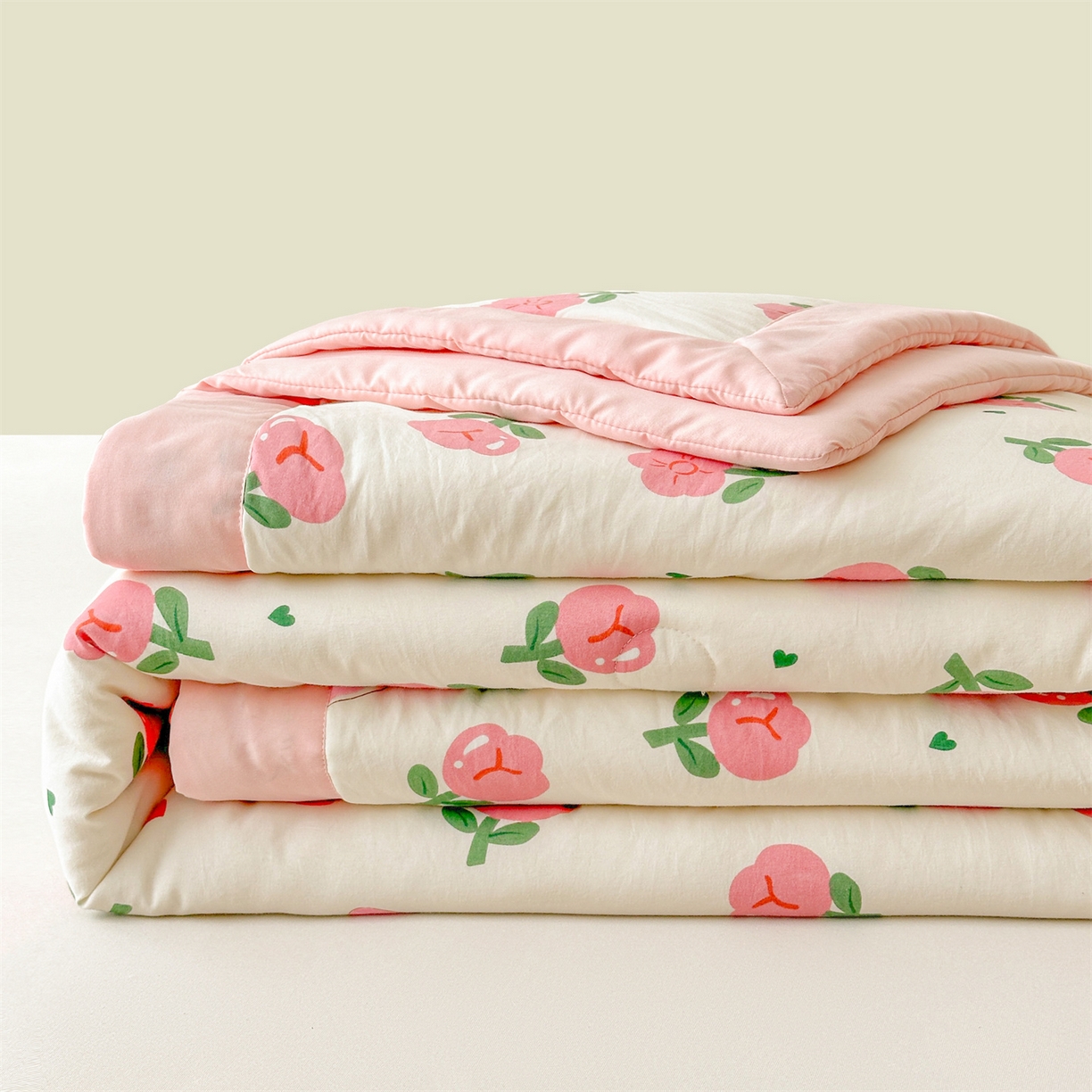 91家纺网 家纺一手货源 找家纺 晓时候 2026新款小清新印花夏被夏凉被空调被新疆棉花被被子被芯 曼塔玫瑰