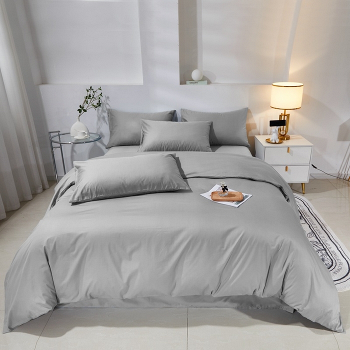 91家纺网 家纺一手货源 找家纺 晶缦家纺 2026新款喷气A类全棉13376纯棉斜纹纯色多规格四件套 沐朗-典雅灰