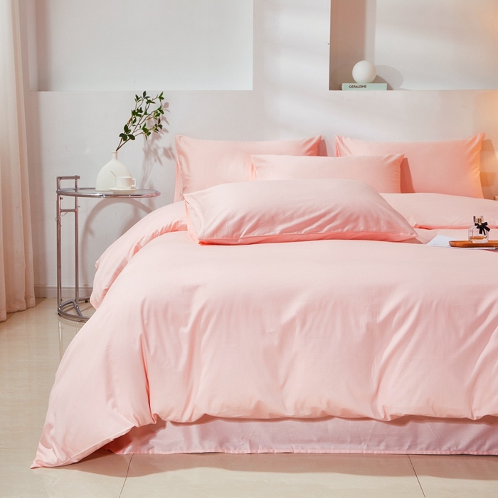 91家纺网 家纺一手货源 找家纺 晶缦家纺 2026新款喷气A类全棉13376纯棉斜纹纯色多规格四件套 沐朗-粉玉