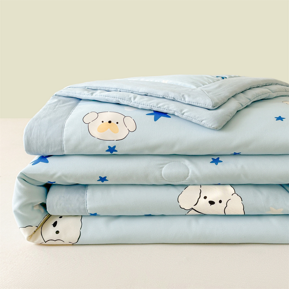 91家纺网 家纺一手货源 找家纺 晓时候 2026新款小清新印花夏被夏凉被空调被新疆棉花被被子被芯 泡芙狗