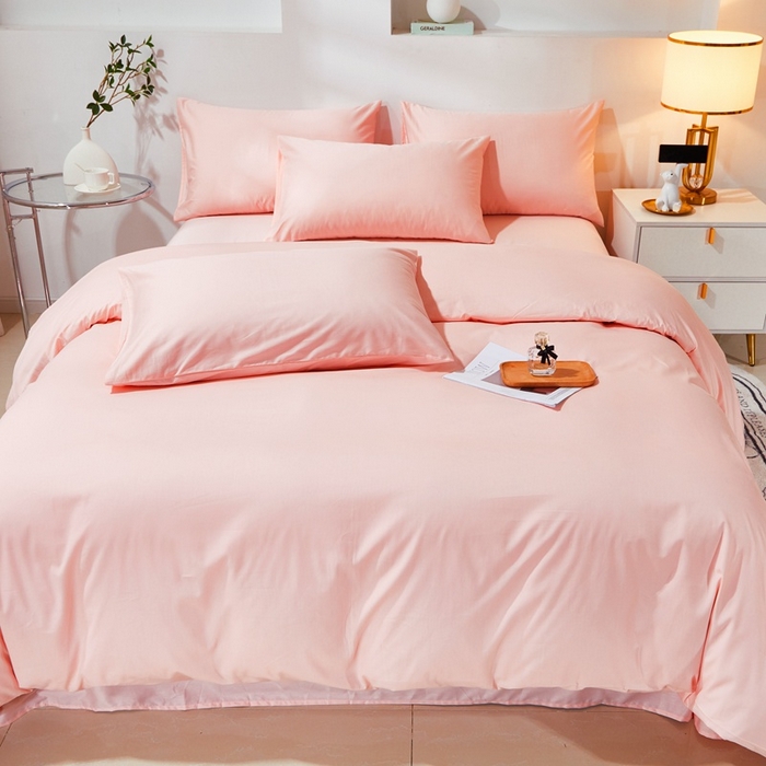 91家纺网 家纺一手货源 找家纺 晶缦家纺 2026新款喷气A类全棉13376纯棉斜纹纯色多规格四件套 沐朗-粉玉