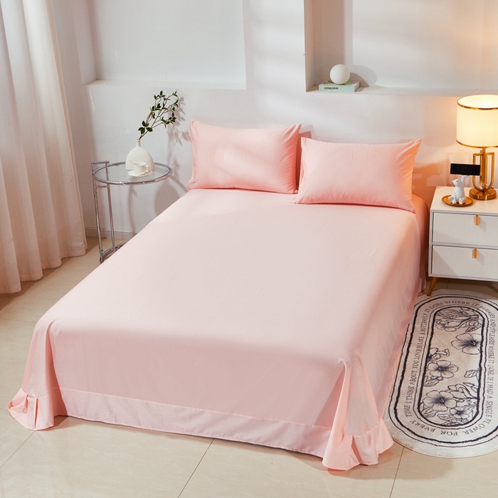 91家纺网 家纺一手货源 找家纺 晶缦家纺 2026新款喷气A类全棉13376纯棉斜纹纯色多规格四件套 沐朗-粉玉