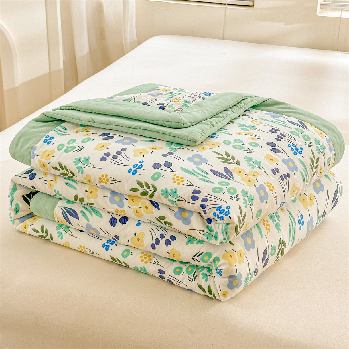 91家纺网 家纺一手货源 找家纺 晓时候 2026新款小清新印花夏被夏凉被空调被新疆棉花被被子被芯 清新小花