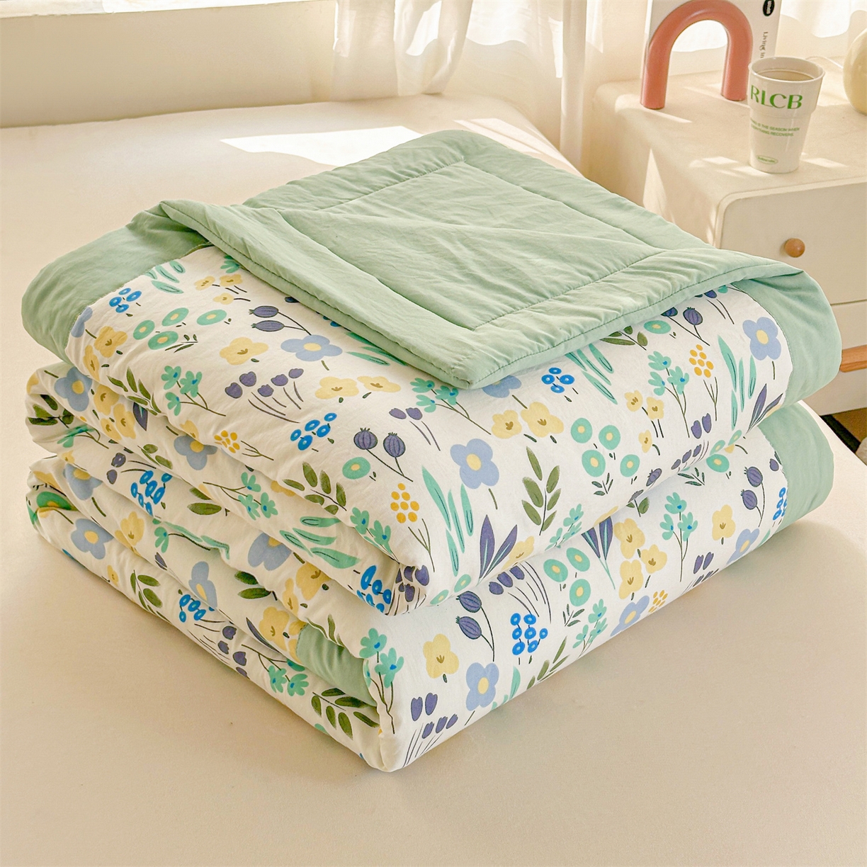 91家纺网 家纺一手货源 找家纺 晓时候 2026新款小清新印花夏被夏凉被空调被新疆棉花被被子被芯 清新小花