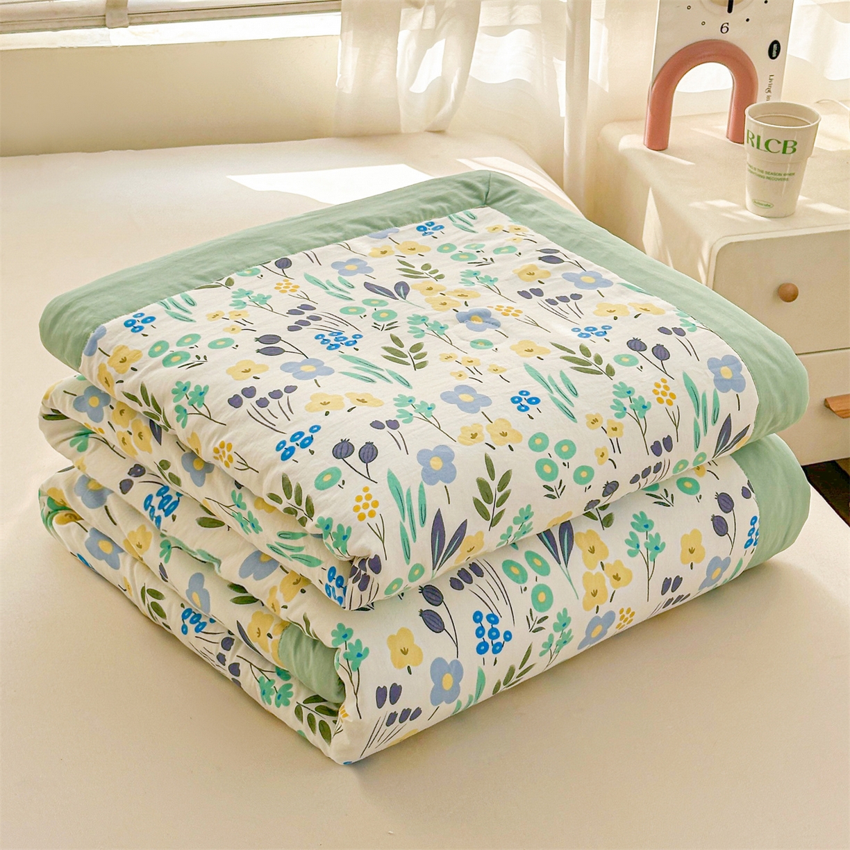 91家纺网 家纺一手货源 找家纺 晓时候 2026新款小清新印花夏被夏凉被空调被新疆棉花被被子被芯 清新小花