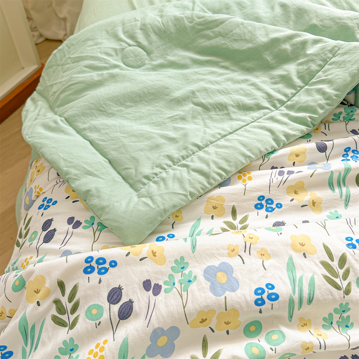 91家纺网 家纺一手货源 找家纺 晓时候 2026新款小清新印花夏被夏凉被空调被新疆棉花被被子被芯 清新小花