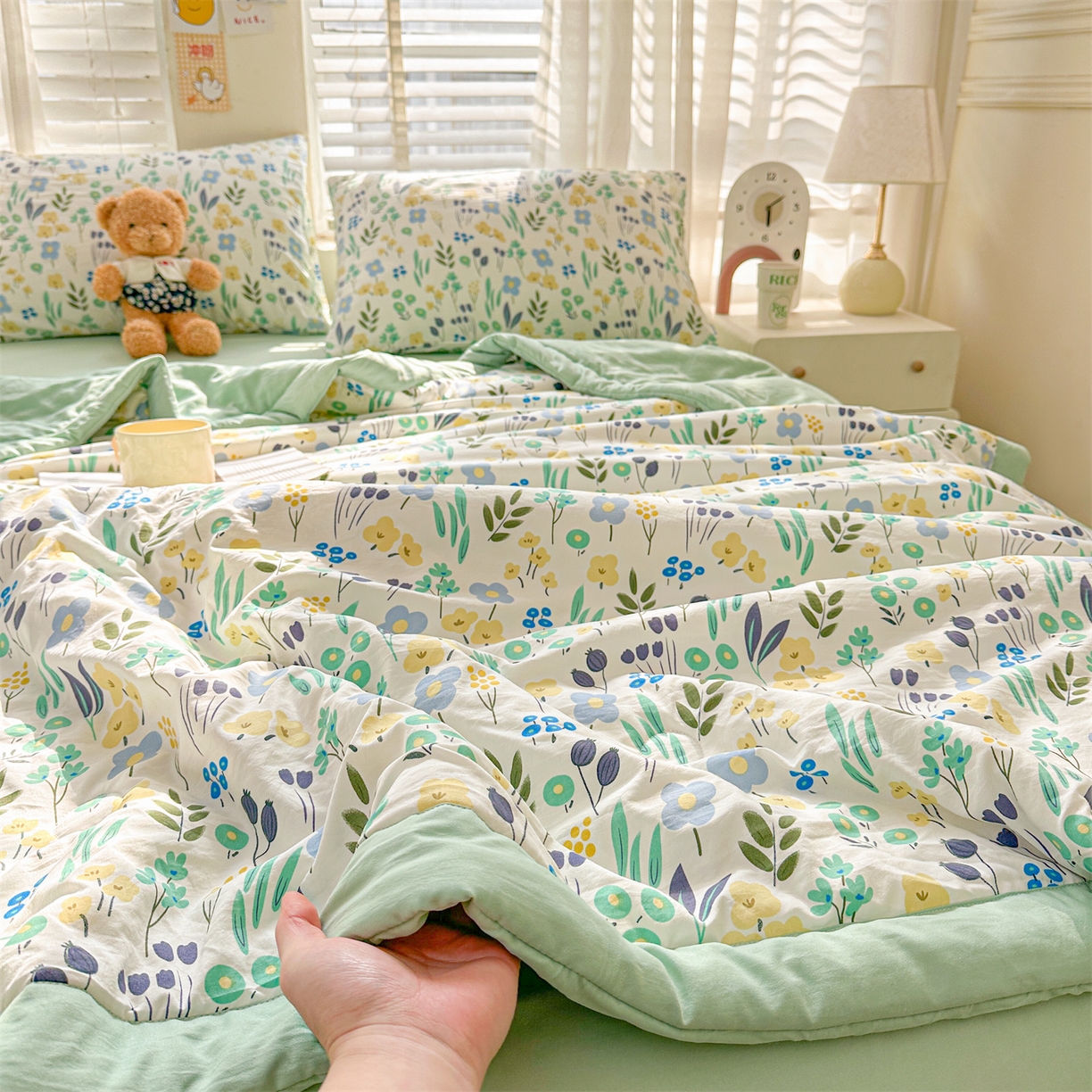 91家纺网 家纺一手货源 找家纺 晓时候 2026新款小清新印花夏被夏凉被空调被新疆棉花被被子被芯 清新小花