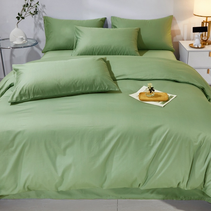 91家纺网 家纺一手货源 找家纺 晶缦家纺 2026新款喷气A类全棉13376纯棉斜纹纯色多规格四件套 沐朗-抹茶绿