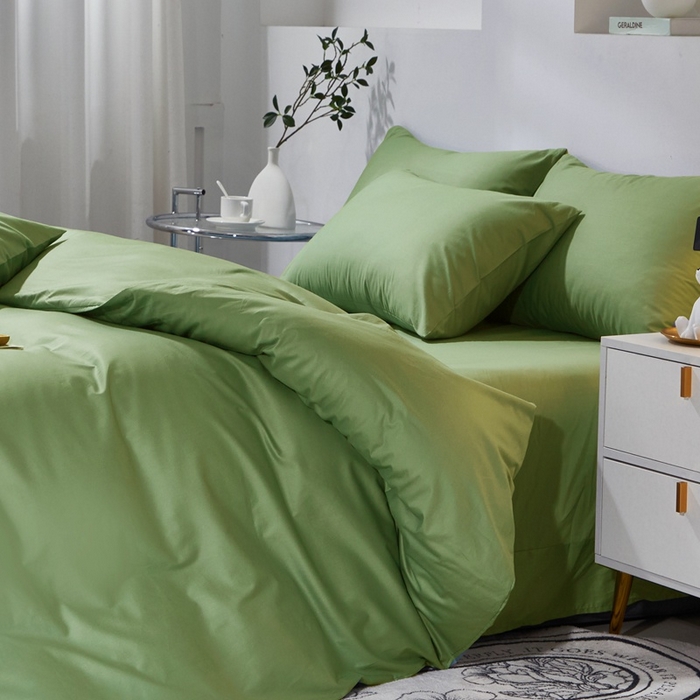 91家纺网 家纺一手货源 找家纺 晶缦家纺 2026新款喷气A类全棉13376纯棉斜纹纯色多规格四件套 沐朗-抹茶绿