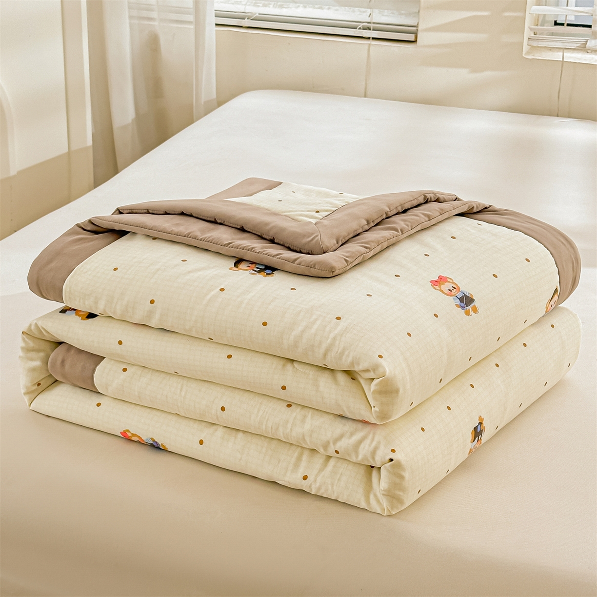 91家纺网 家纺一手货源 找家纺 晓时候 2026新款小清新印花夏被夏凉被空调被新疆棉花被被子被芯 小拉布布