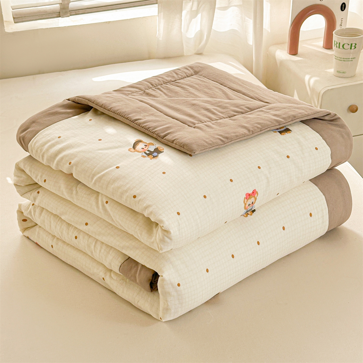 91家纺网 家纺一手货源 找家纺 晓时候 2026新款小清新印花夏被夏凉被空调被新疆棉花被被子被芯 小拉布布