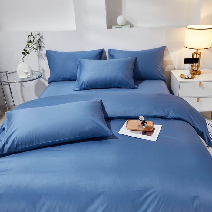 91家纺网 家纺一手货源 找家纺 晶缦家纺 2026新款喷气A类全棉13376纯棉斜纹纯色多规格四件套 沐朗-牛仔蓝